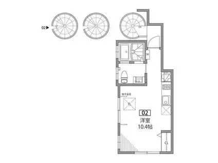 グランエッグス北沢(ワンルーム/3階)の間取り写真