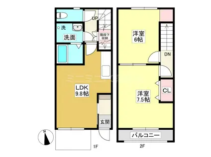 MAISONETTE GRACIAB棟(2LDK/1階)の間取り写真