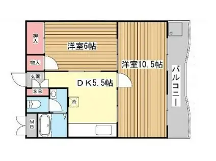 パークハイツ青谷(2DK/2階)の間取り写真