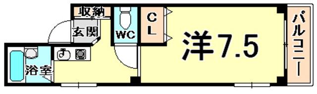 竹下ハイツ(1K/3階)の間取り写真