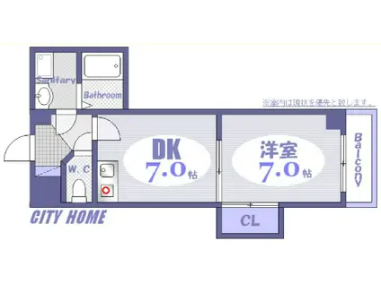 サンクレストビル(1DK/4階)の間取り写真