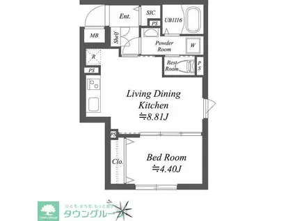SOLASIA RESIDENCE南大塚(1LDK/1階)の間取り写真