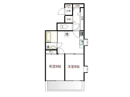 パーシモンハウス(2DK/3階)の間取り写真