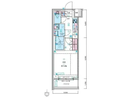 GENOVIA本所吾妻橋SKYGARDEN(1K/2階)の間取り写真