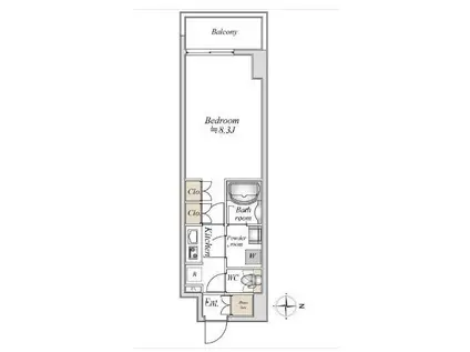 NIDO浅草(1K/8階)の間取り写真