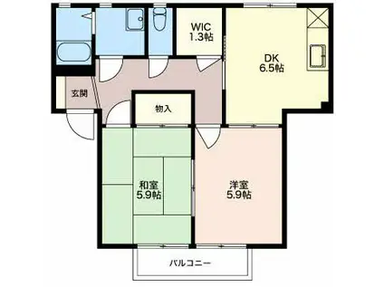 パークハイムII(2DK/1階)の間取り写真