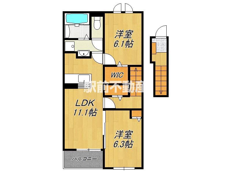 スカイブルーB(2LDK/2階)の間取り写真
