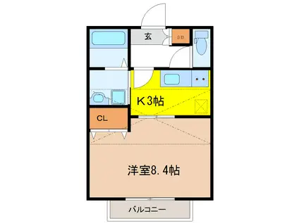 WISH伊在伍(1K/1階)の間取り写真