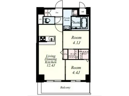 MYS CASETTA KURUME(2LDK/8階)の間取り写真