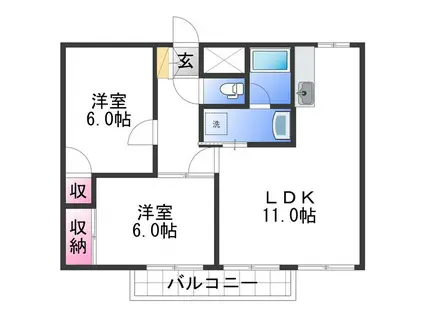 サーパス福島(2LDK/3階)の間取り写真