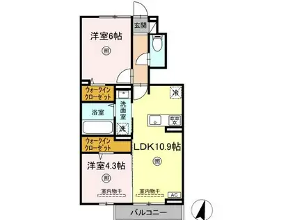 サンヒルズ鍋島駅前(2LDK/1階)の間取り写真