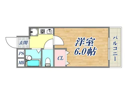 阪神本線 武庫川駅 徒歩18分 3階建 築29年(1K/3階)の間取り写真