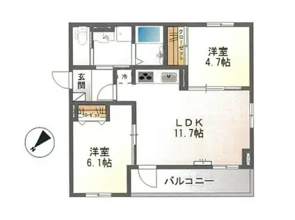 グランドコート日本橋浜町(2LDK/3階)の間取り写真