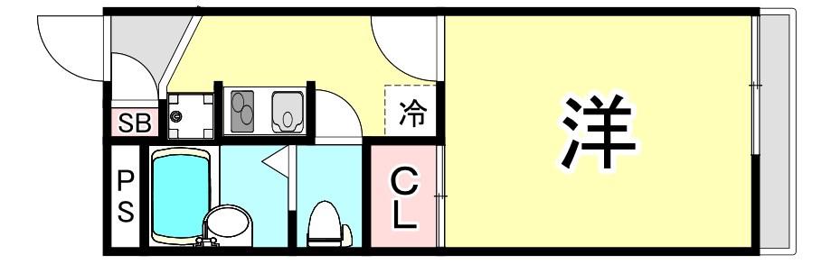 レオパレス 甲東園(1K/2階)の間取り写真