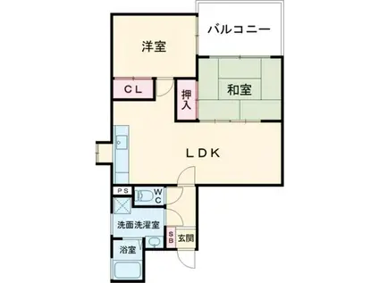 バードハウジングビル(2LDK/5階)の間取り写真