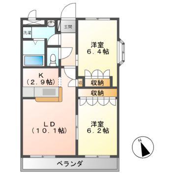 ハイムフローラ(2LDK/1階)の間取り写真