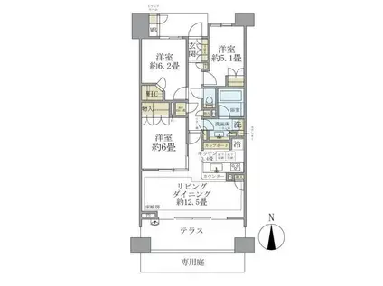 BRILLIA品川中延(3LDK/1階)の間取り写真