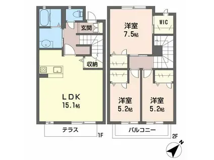 ホフケ羽衣(3LDK/1階)の間取り写真