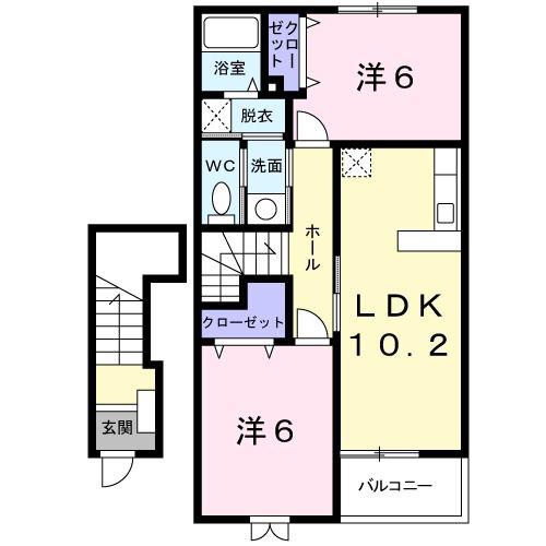 コアみのりB(2LDK/2階)の間取り写真