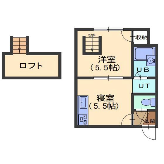 人見ハイツ(1DK/1階)の間取り写真