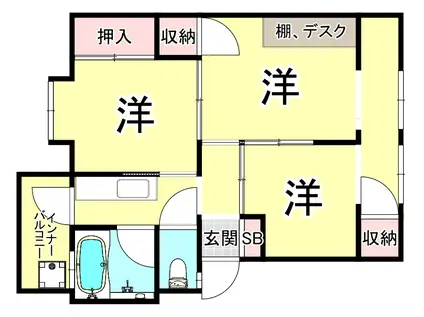 舞子片山5号棟(3K/2階)の間取り写真