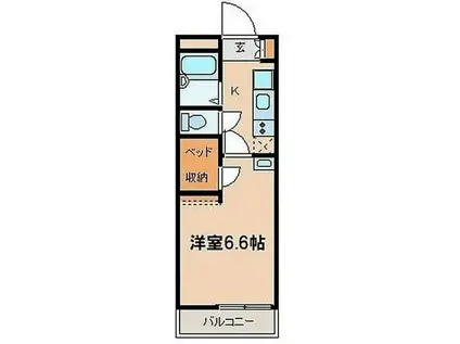 フェア光が丘(1K/2階)の間取り写真