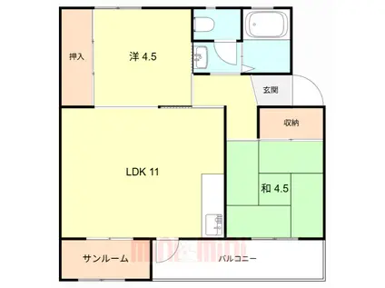 垂水上高丸B棟(2LDK/1階)の間取り写真