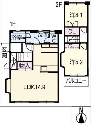 メイゾン芳野(2LDK/2階)の間取り写真