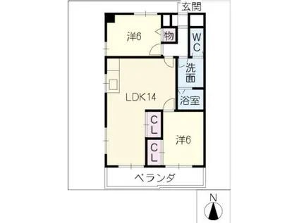 メゾン渡辺(2LDK/3階)の間取り写真
