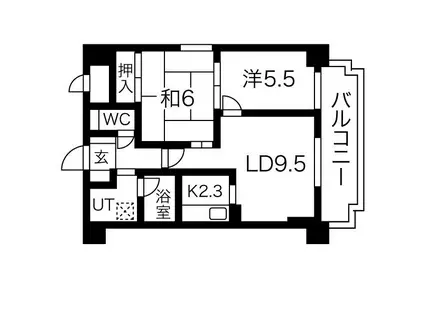 ドミ山鼻九条(2LDK/8階)の間取り写真