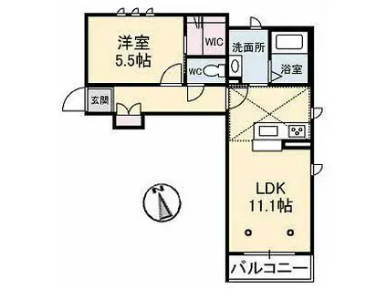 シャーメゾン祗園(1LDK/1階)の間取り写真