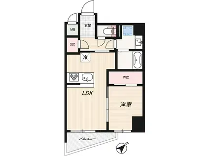 ジェノヴィア水天宮前IIスカイガーデン(1LDK/3階)の間取り写真