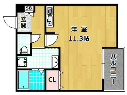 ルチルII(ワンルーム/3階)の間取り写真