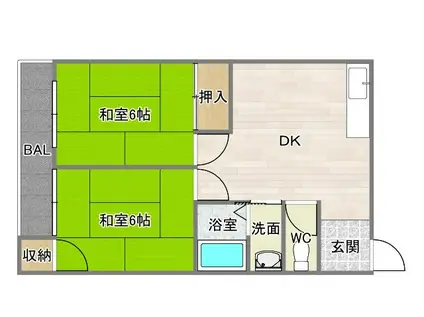 伸晃マンション(2DK/3階)の間取り写真