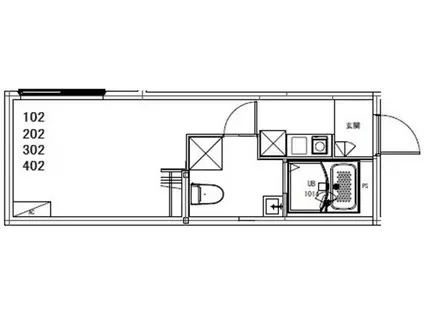 オアシス五反野レジデンス(ワンルーム/4階)の間取り写真