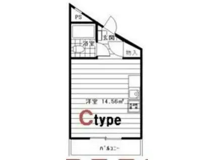 スタジオハゴロモ(ワンルーム/3階)の間取り写真