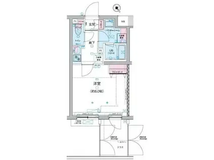GENOVIA三軒茶屋GREEN VEIL(1K/1階)の間取り写真