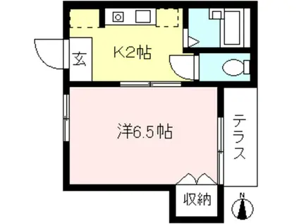ビライシイ(1K/2階)の間取り写真