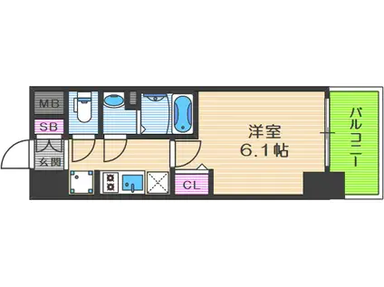 プレサンス天神橋筋六丁目ヴォワール(1K/2階)の間取り写真