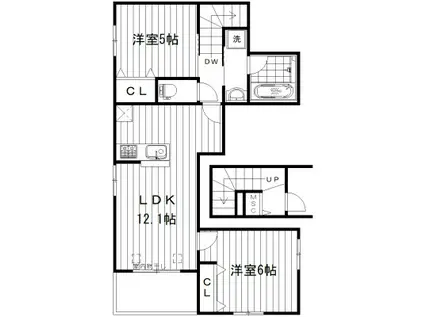 上高田2丁目メゾン(2LDK/2階)の間取り写真
