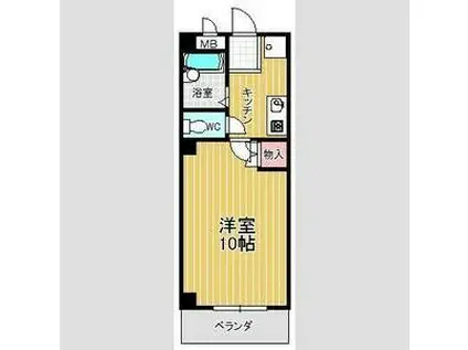 グリーンハイツ諸ノ木(1K/4階)の間取り写真