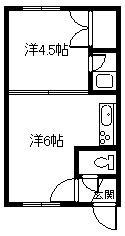 アスクホームII(1DK/2階)の間取り写真