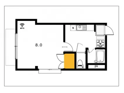 メゾンフェスタ浜(1K/2階)の間取り写真