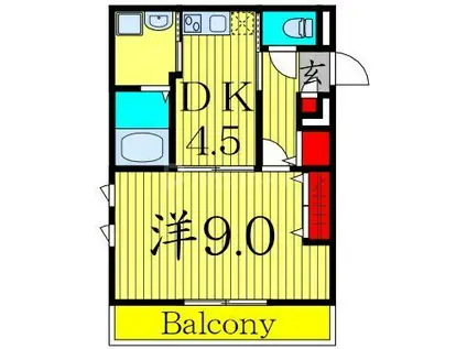 カーサ カッシーノ(1DK/3階)の間取り写真