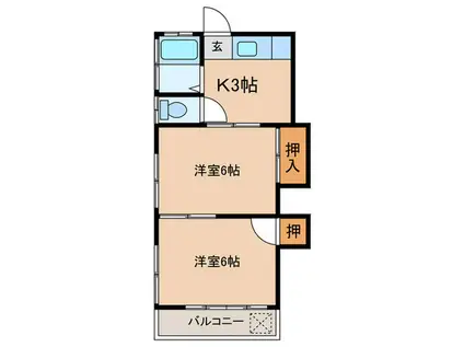 第二萬両荘(2K/2階)の間取り写真