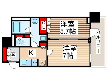 パークシティ柏の葉キャンパス ザ・ゲートタワー(2K/9階)の間取り写真