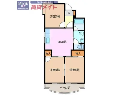 グランメゾン桜橋(2DK/2階)の間取り写真