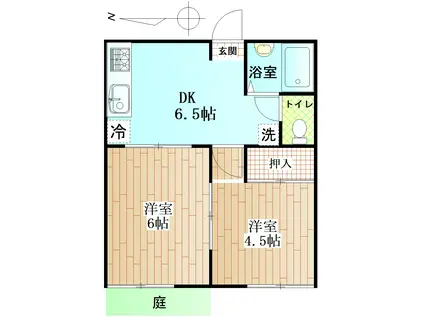 クレフォートS(2DK/1階)の間取り写真