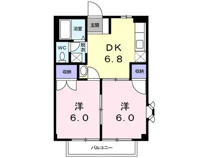 ドリームIII(2DK/1階)の間取り写真