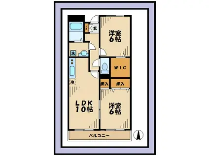 ロイヤルアスコット(2LDK/1階)の間取り写真